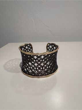 Kendra Scott Black and Gold Filigree Open Cuff Bracelet